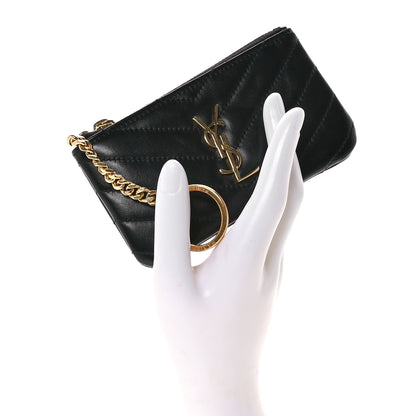 Saint Laurent Calfskin Matelasse Monogram Key Pouch Black 2 of 8