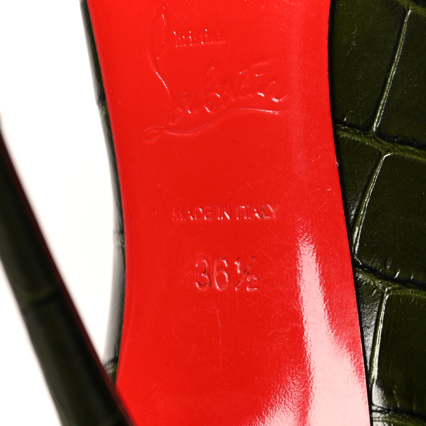 Calfskin Crocodile Embossed Kate 100 Pumps 36.5 Forest Night