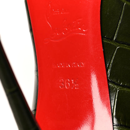 Christian Louboutin Calfskin Crocodile Embossed Kate 100 Pumps 36.5 Forest Night 6 of 7