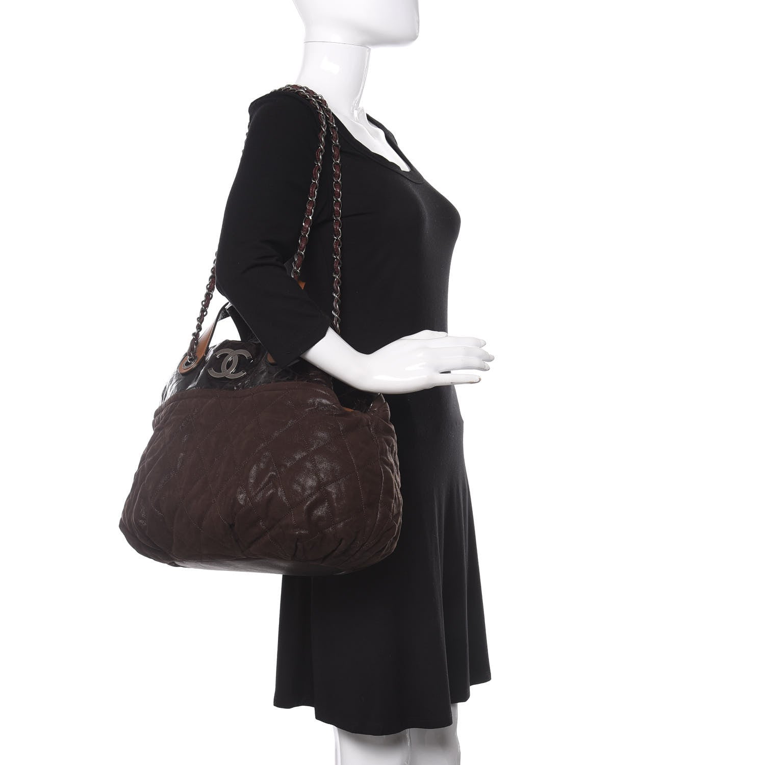 Chanel Iridescent Calfskin Quilted Large In The Mix Tote Dark Brown 2 of 12