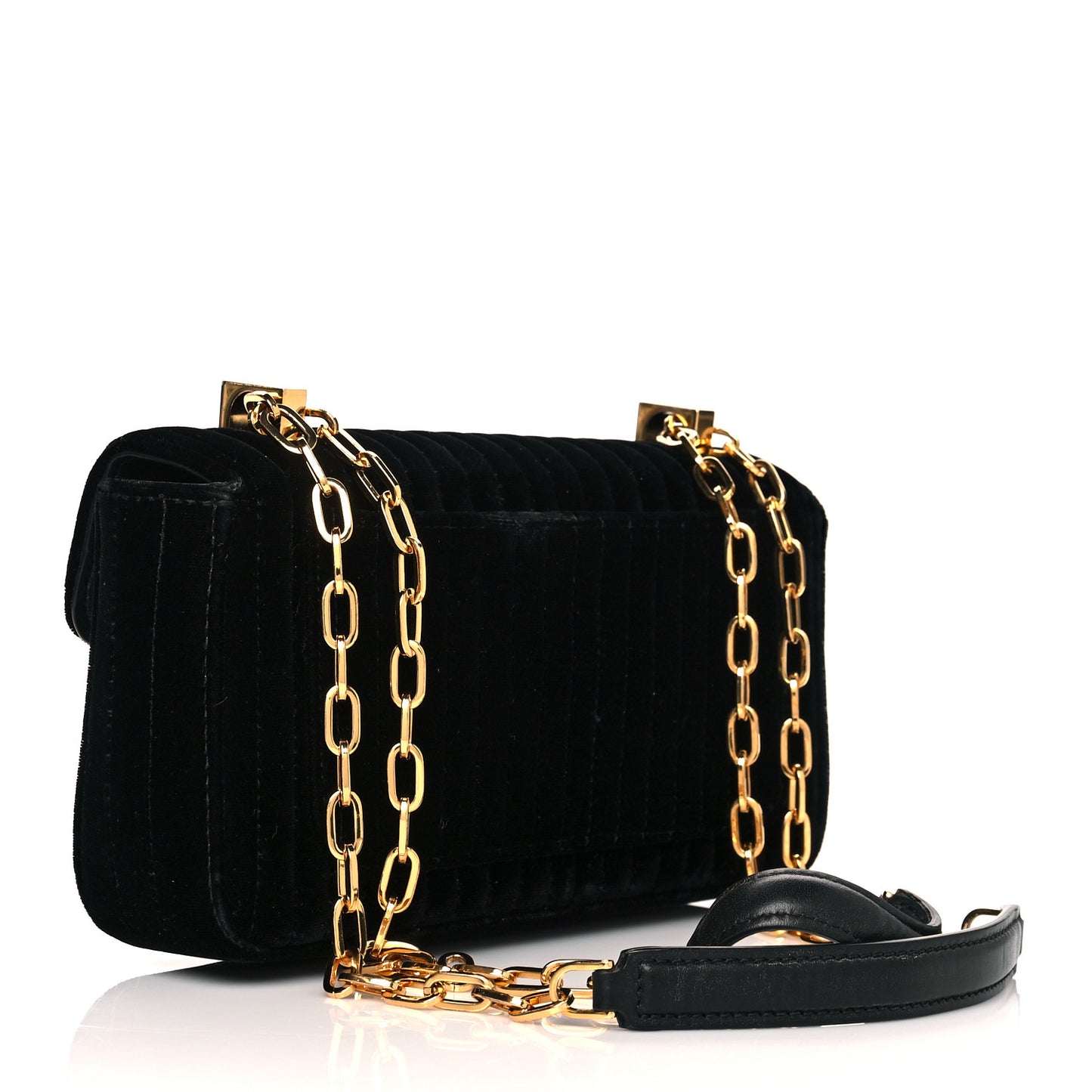 Velvet T Clasp Shoulder Bag Black