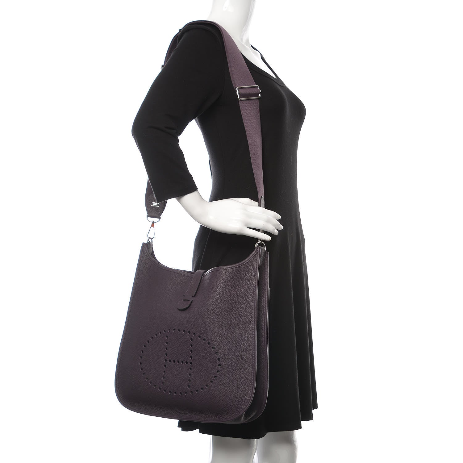 Hermes Taurillon Clemence Evelyne III GM Raisin 2 of 10