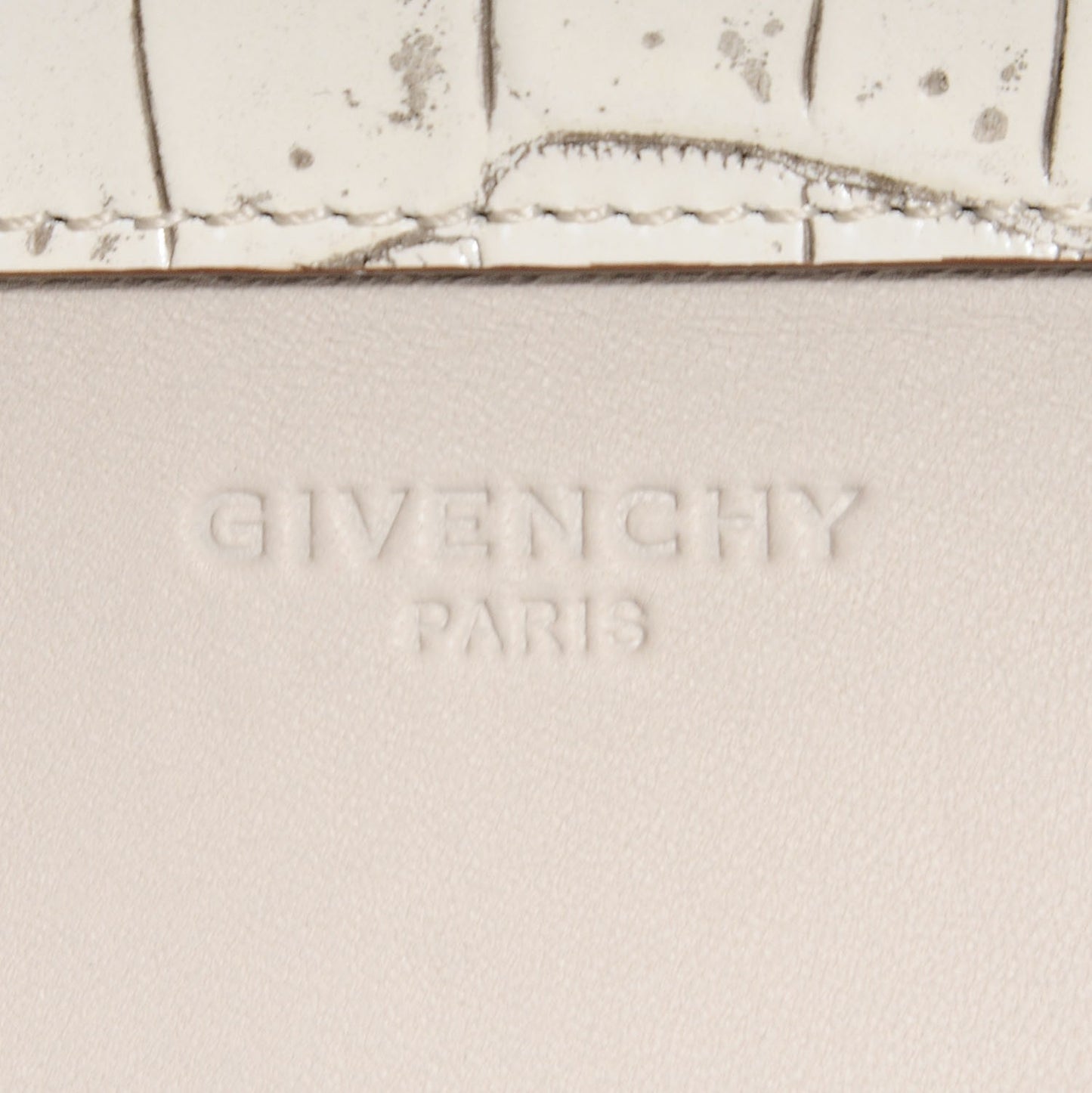 Calfskin Crocodile Embossed Shark Lock Satchel Off White
