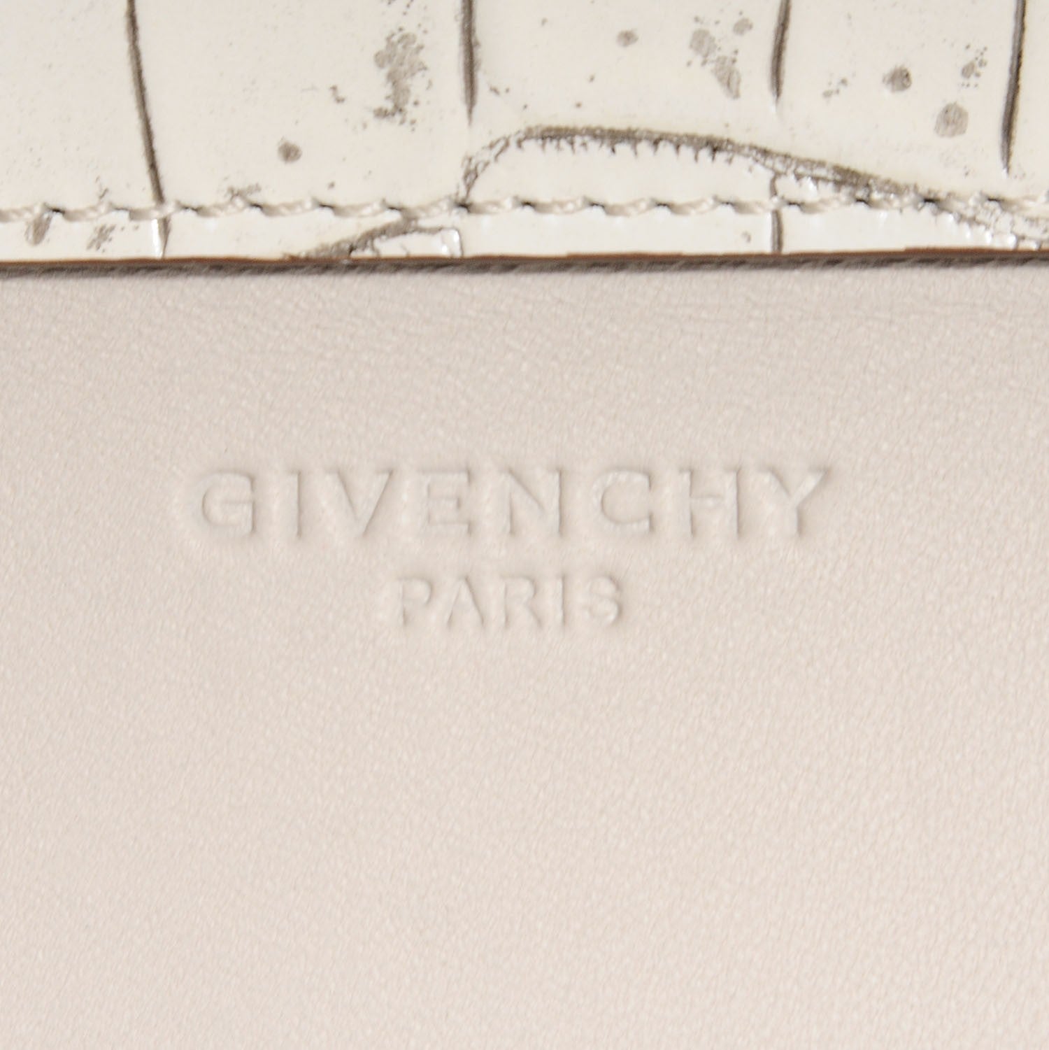 Givenchy Calfskin Crocodile Embossed Shark Lock Satchel Off White 6 of 8