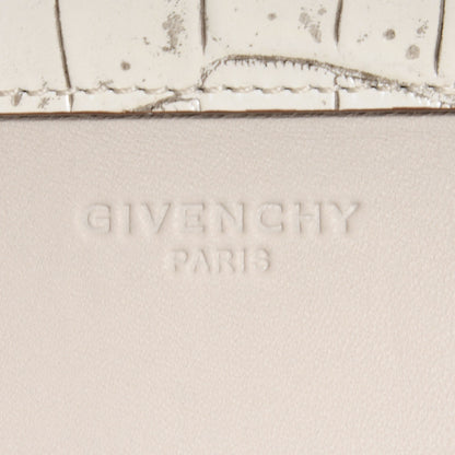 Givenchy Calfskin Crocodile Embossed Shark Lock Satchel Off White 6 of 8