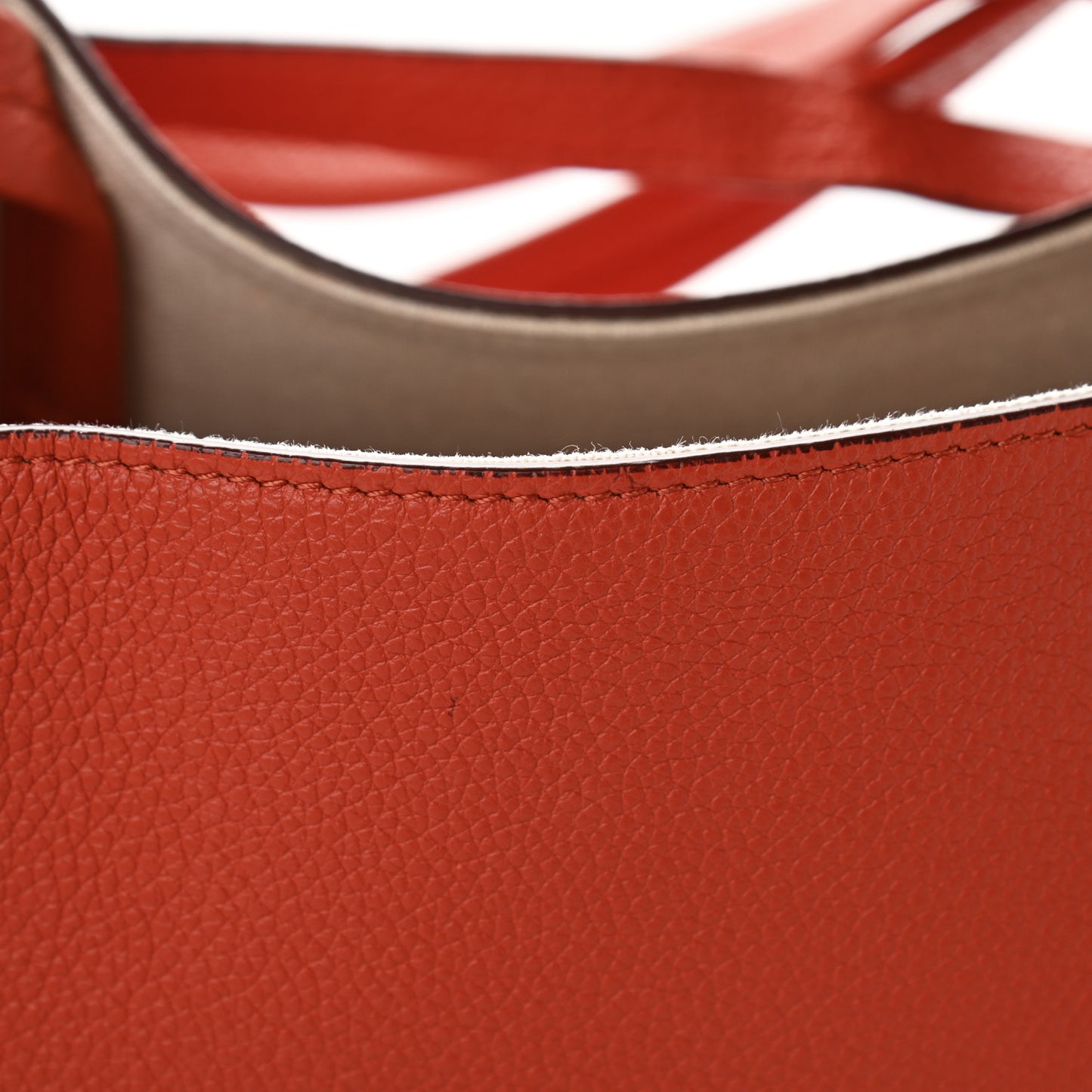 Soft Grained Calfskin Small Belt Cabas Fox Red