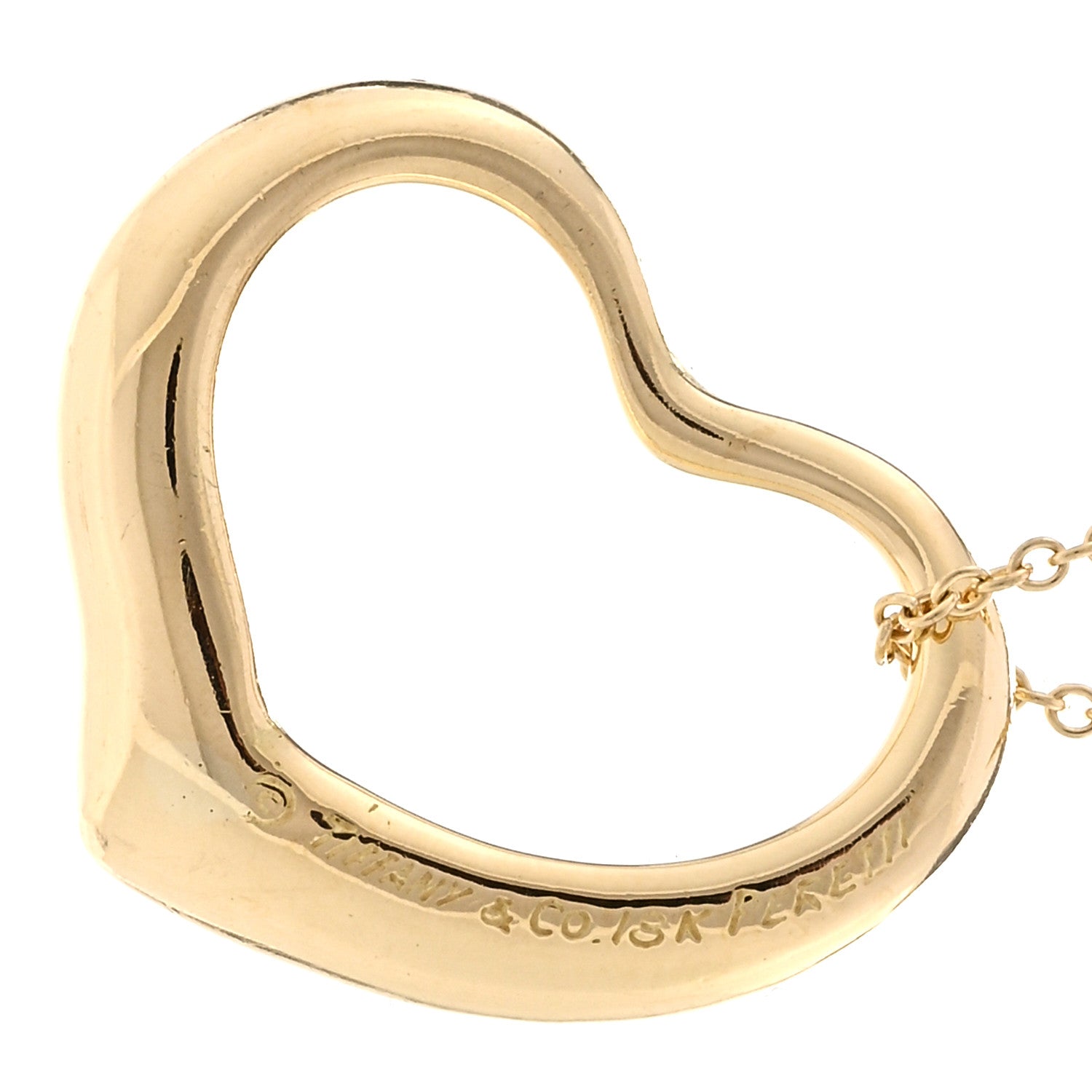 Tiffany 18K Yellow Gold 22mm Elsa Peretti Open Heart Pendant Necklace 4 of 4