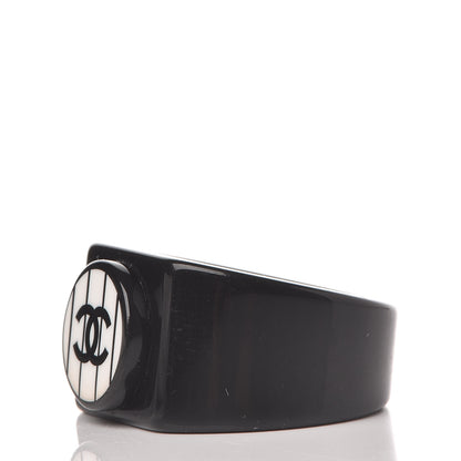 Chanel Resin Coco CC Ring 6.5 Black White 3 of 6