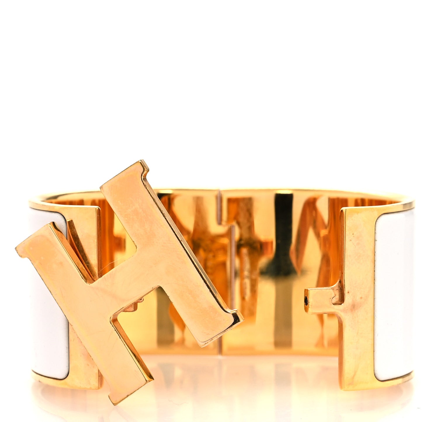 Enamel Extra Wide Clic Clac H Bracelet PM White