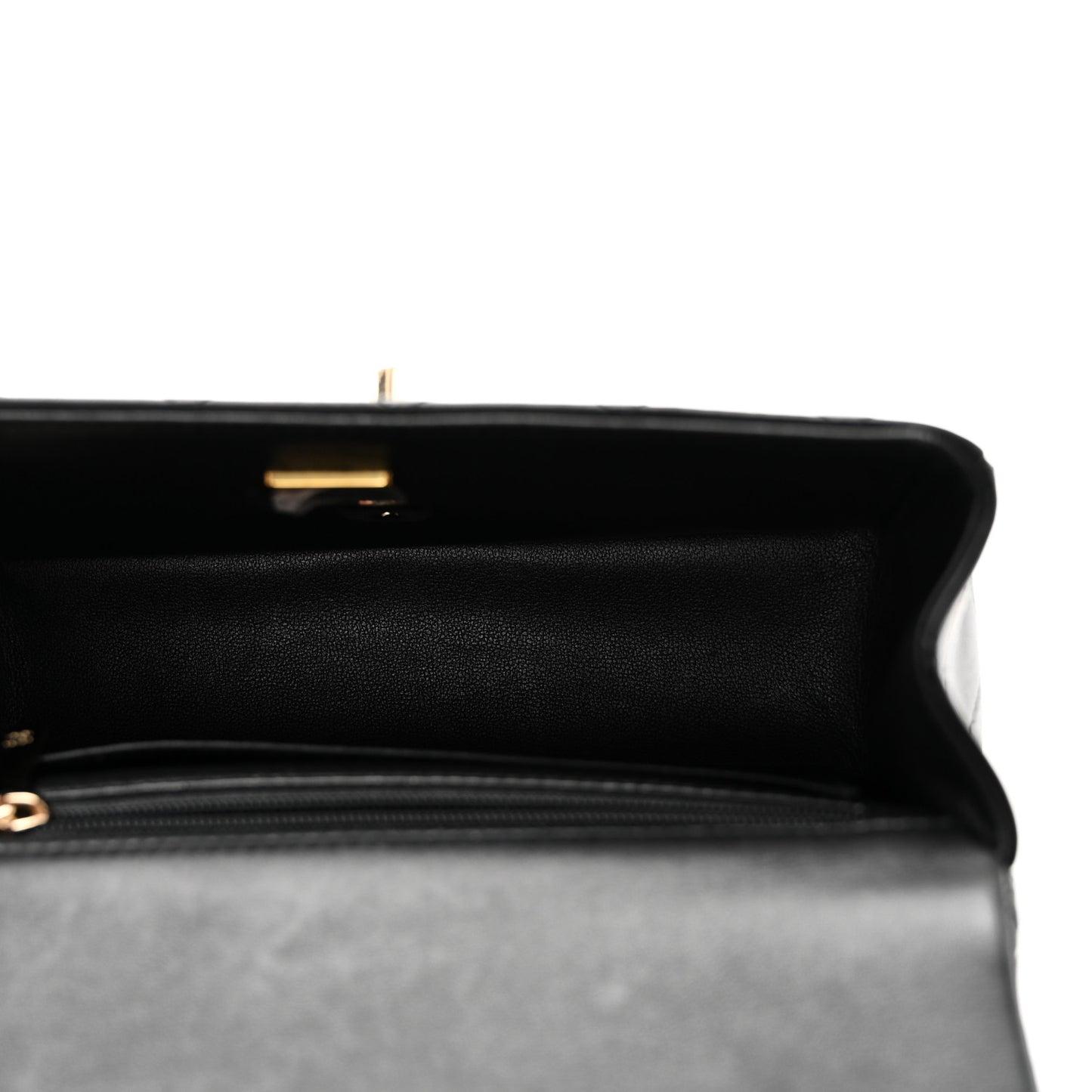 Lambskin Quilted Mini Top Handle Rectangular Flap Black