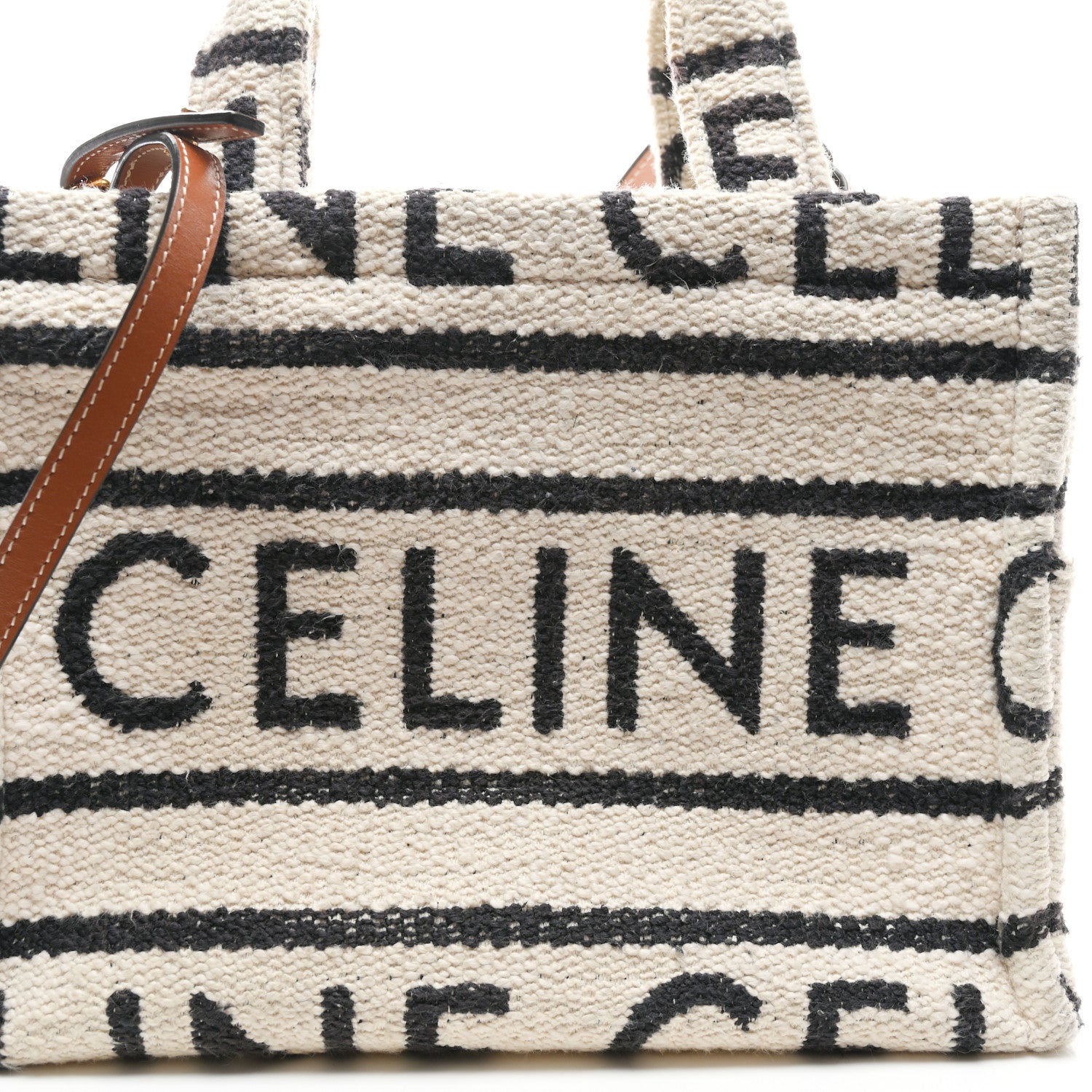 Celine Canvas Small All Over Cabas Thais White Black 7 of 10