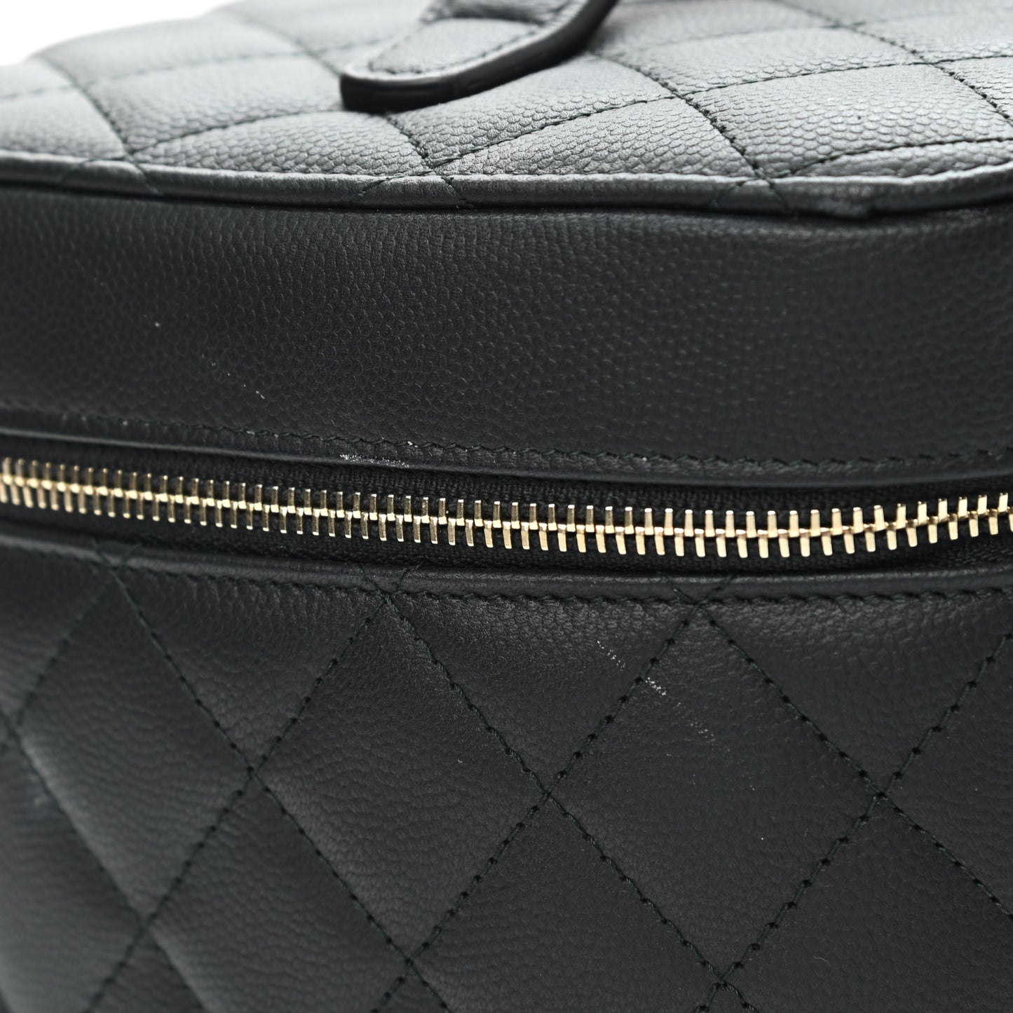 Caviar Quilted Large Vanity Pouch Black
