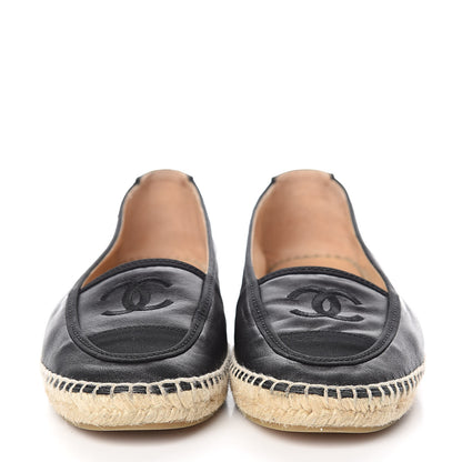 Chanel Lambskin Grosgrain CC Espadrilles 38 Black 2 of 9