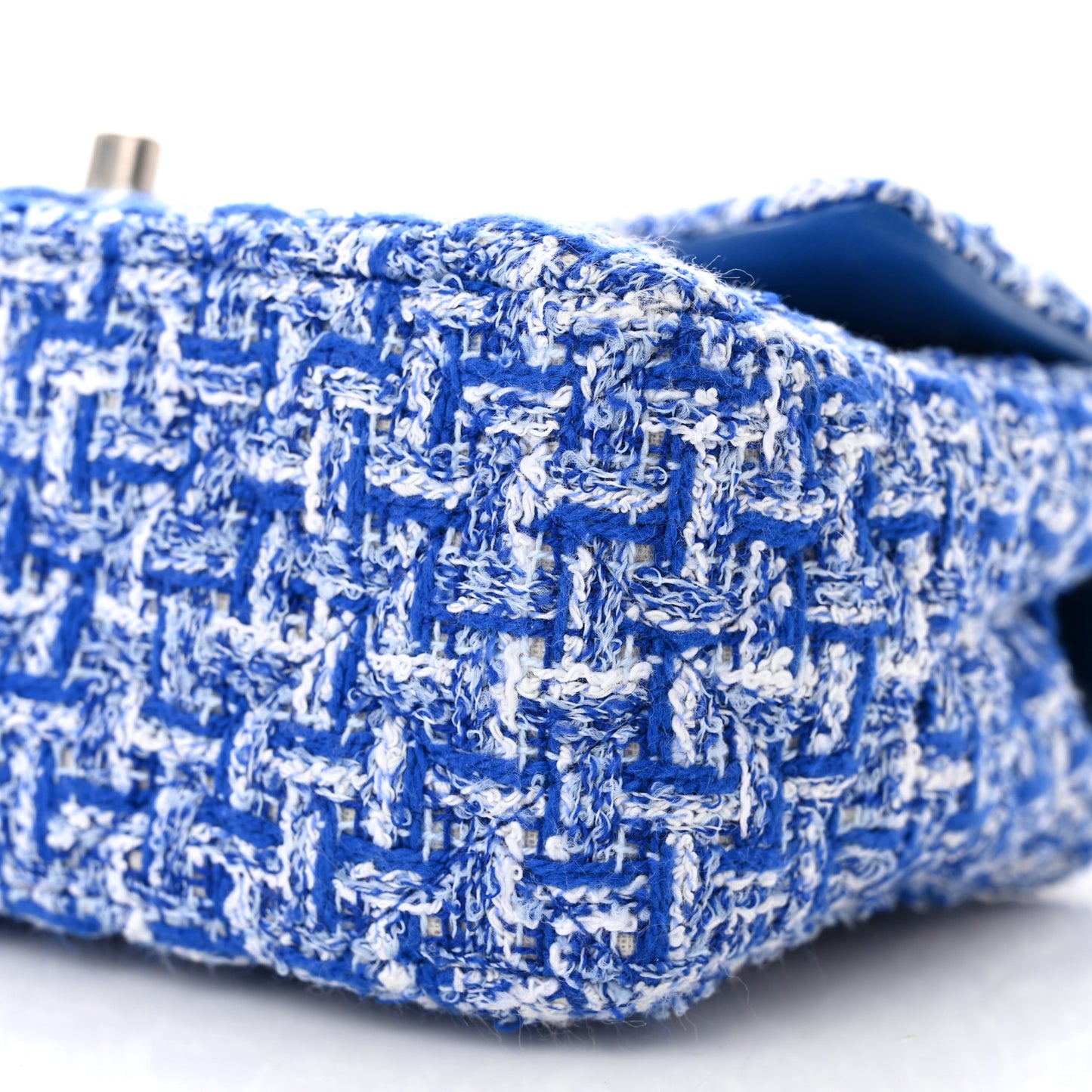 Tweed Quilted Mini Rectangular Flap Blue White