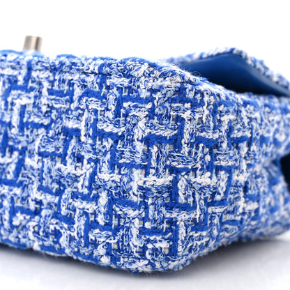 Chanel Tweed Quilted Mini Rectangular Flap Blue White 10 of 12