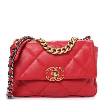 Chanel Lambskin Quilted Medium Chanel 19 Flap Red 1 of 11