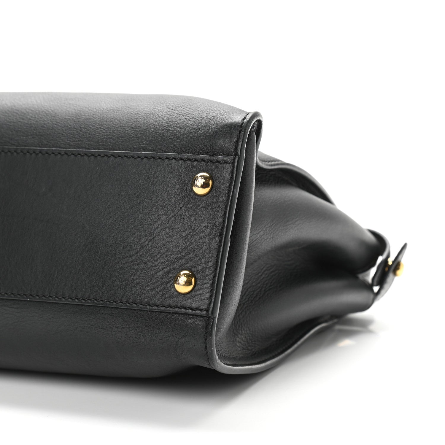 Fendi Vitello Seta Shiny Nappa Medium Peekaboo Iconic Satchel Black 11 of 17