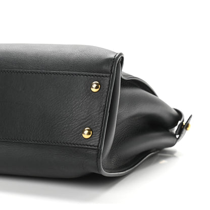 Fendi Vitello Seta Shiny Nappa Medium Peekaboo Iconic Satchel Black 11 of 17