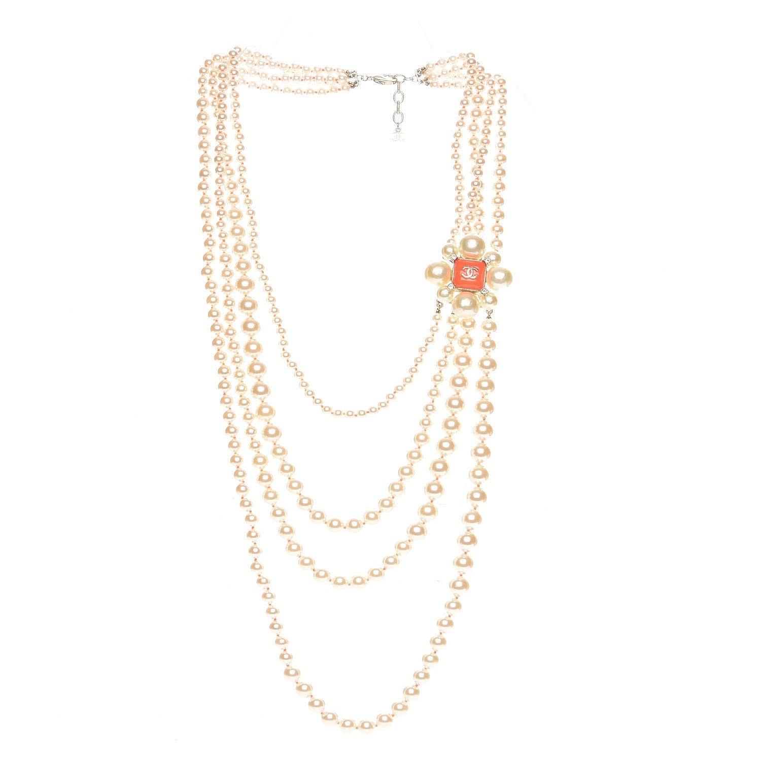 Chanel Pearl Multi Strand Long CC Necklace Gold 2 of 5