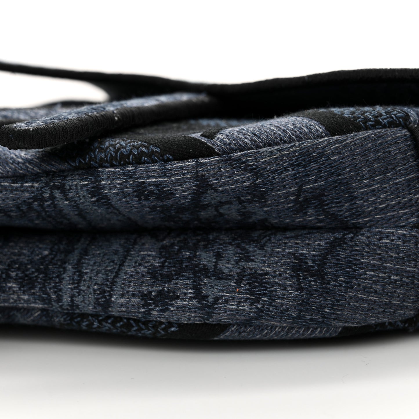 Canvas Embroidered Floral Saddle Bag Blue