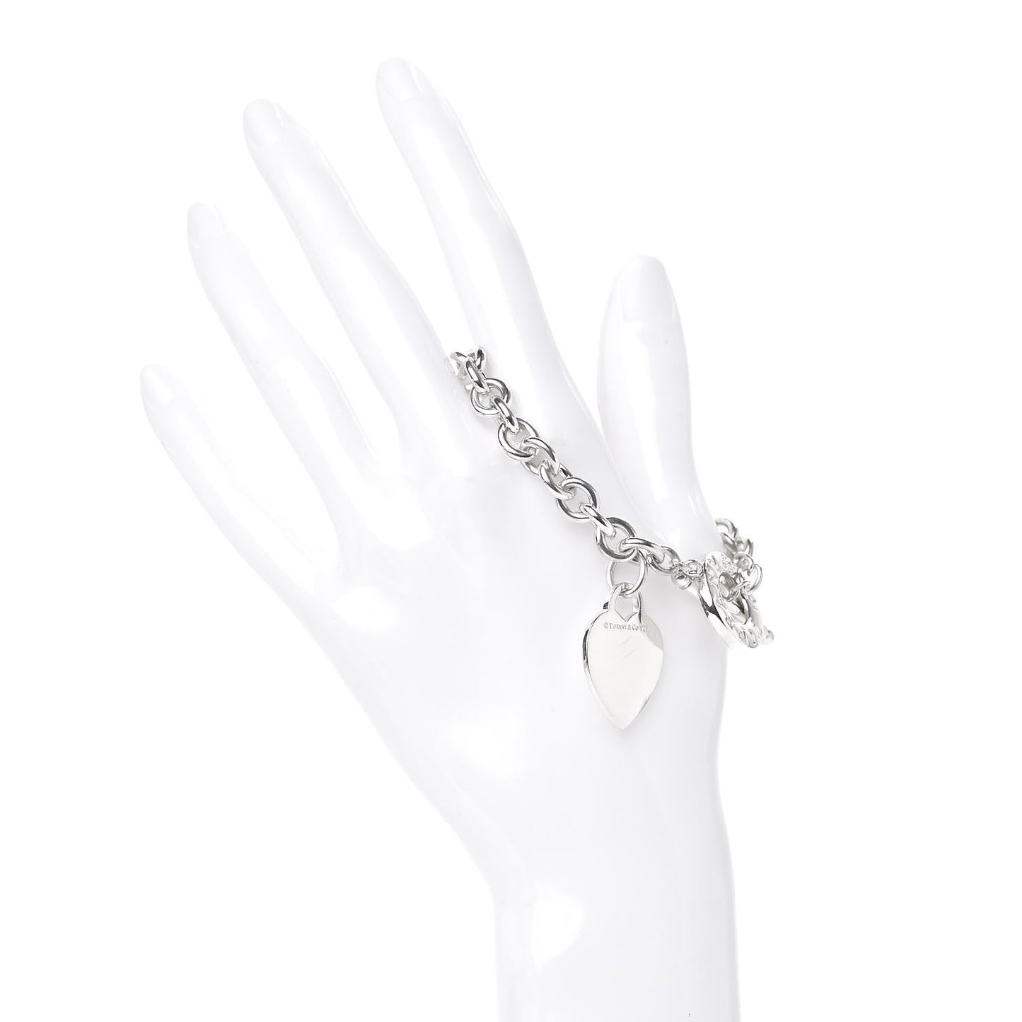 Sterling Silver Heart Tag Toggle Bracelet