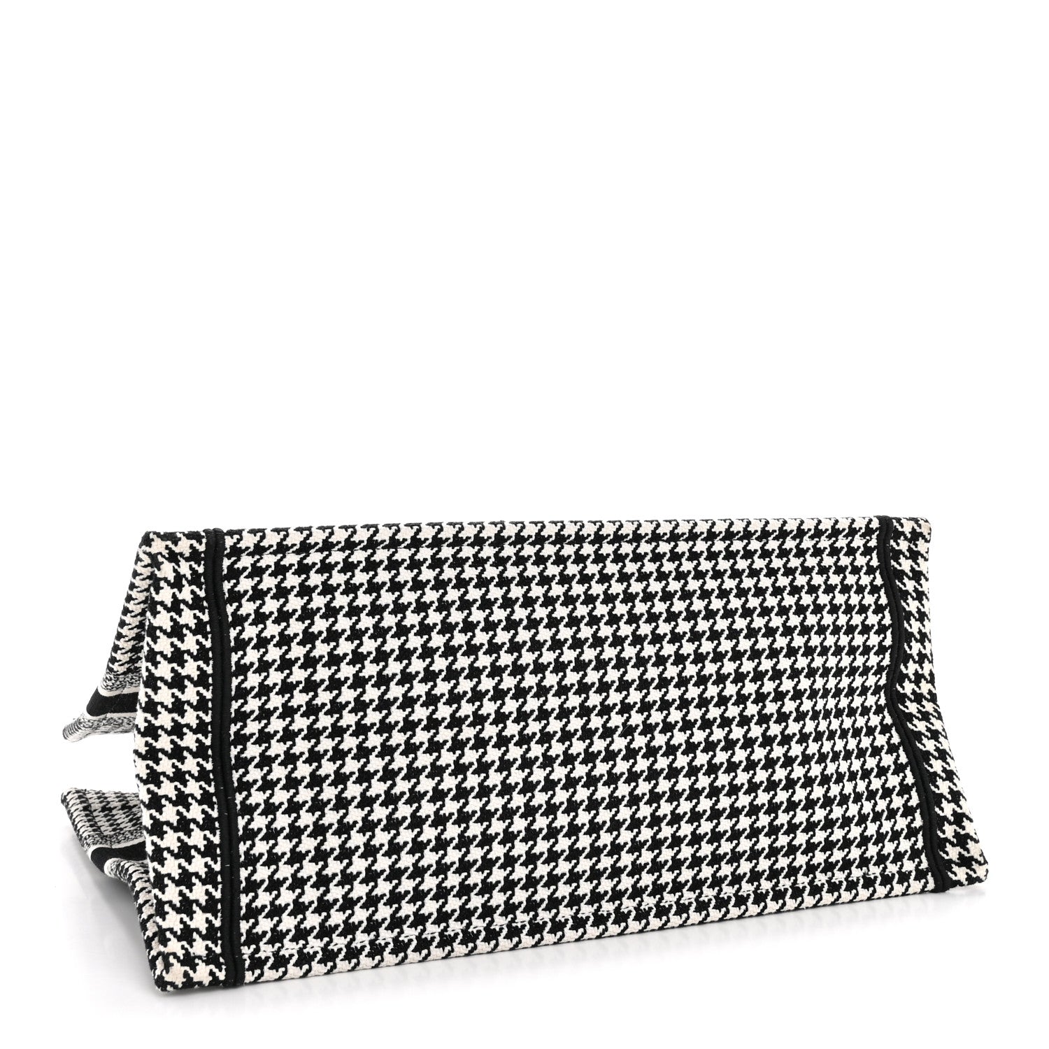 Christian Dior Canvas Houndstooth Embroidered Medium Book Tote Black White 4 of 13