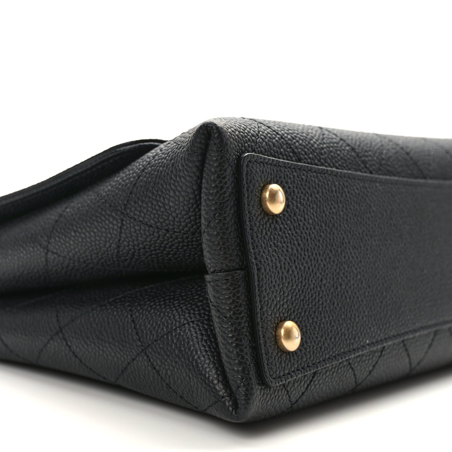 Grained Calfskin Stitched Flap Black