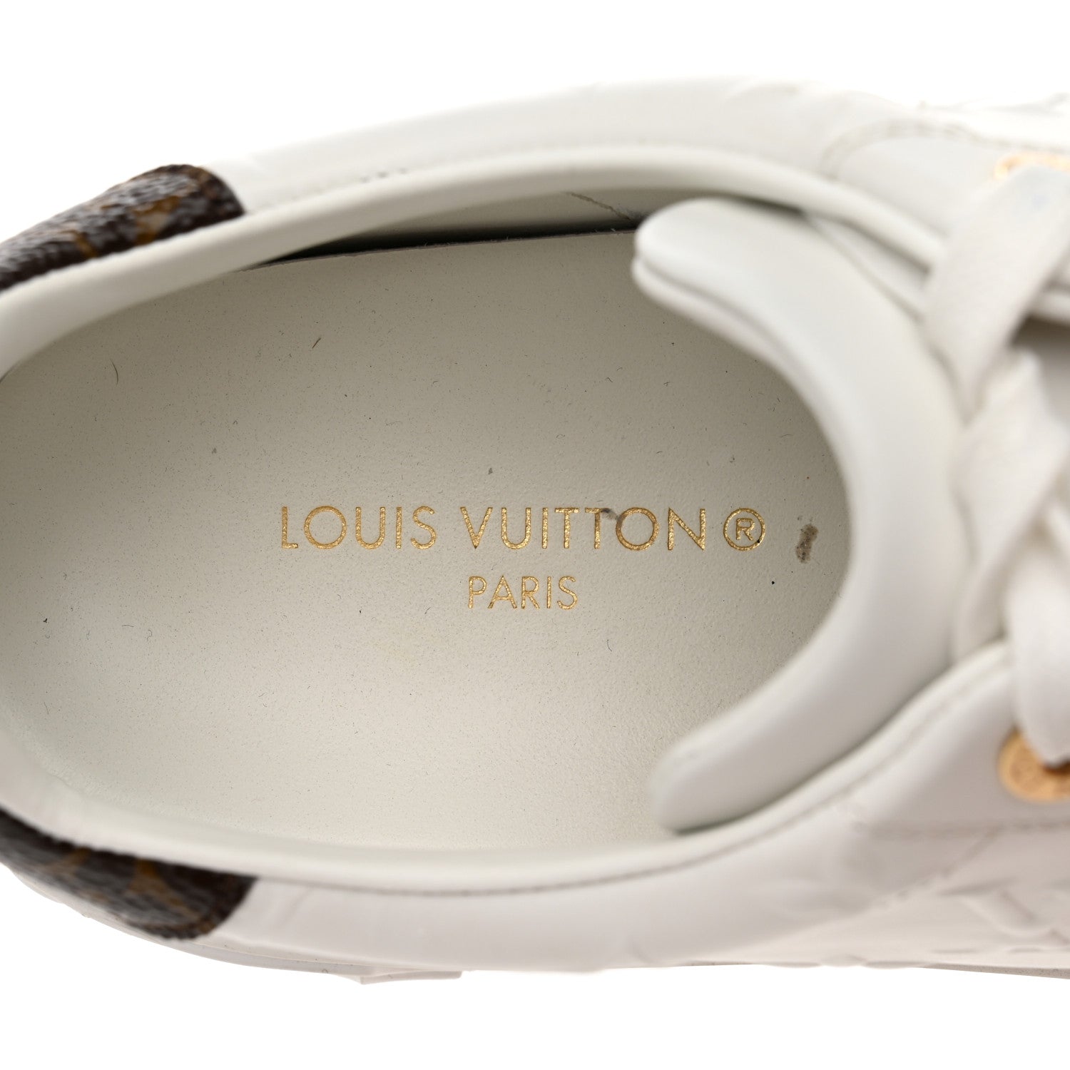 Louis Vuitton Lambskin Embossed Monogram Time Out Sneakers 39.5 White 6 of 7