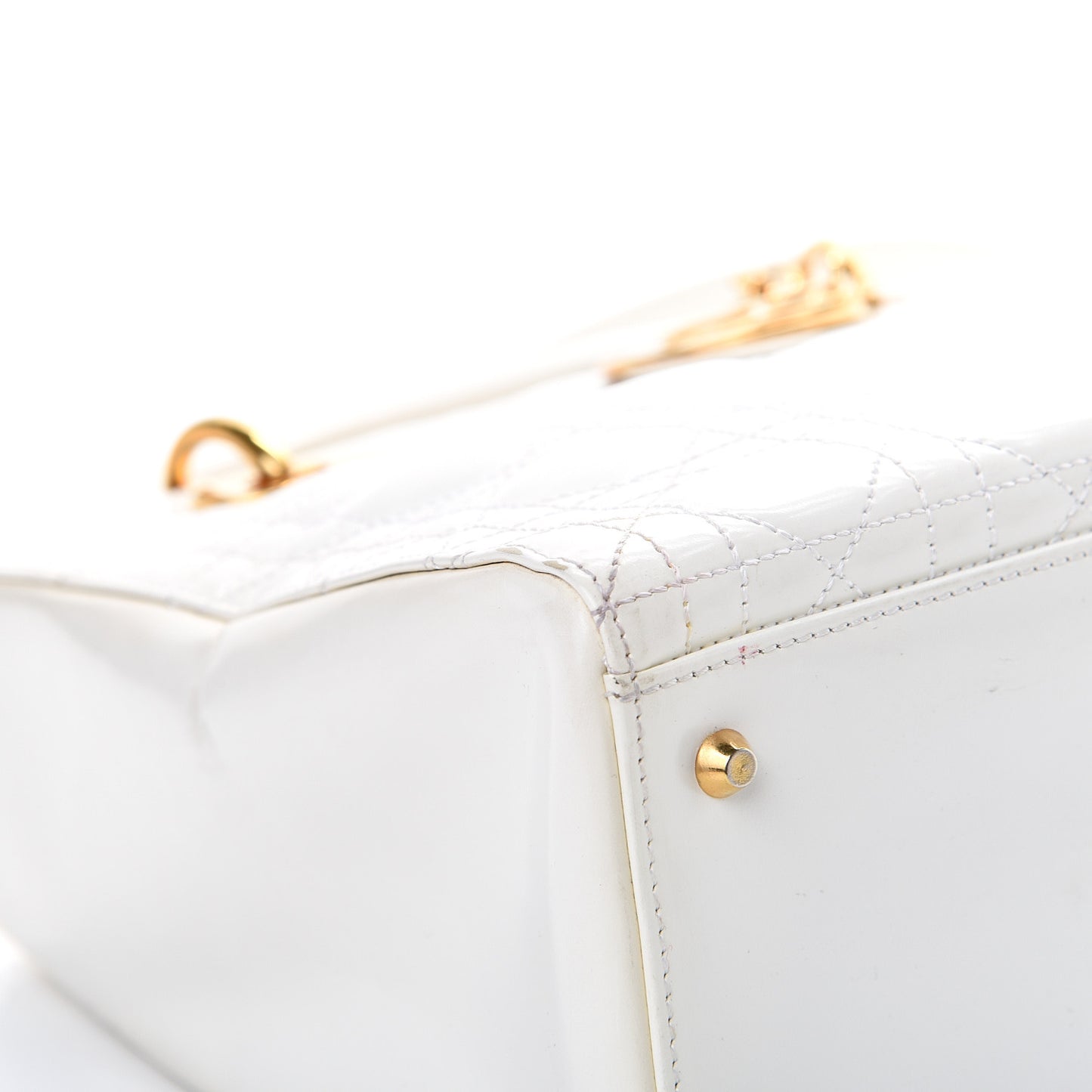 Patent Cannage Medium Lady Dior White