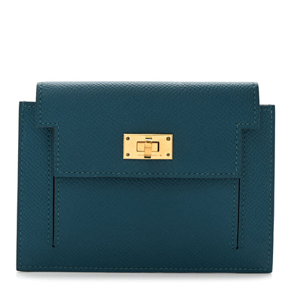 Hermes Epsom Kelly Pocket Compact Wallet Vert Bosphore 1 of 7