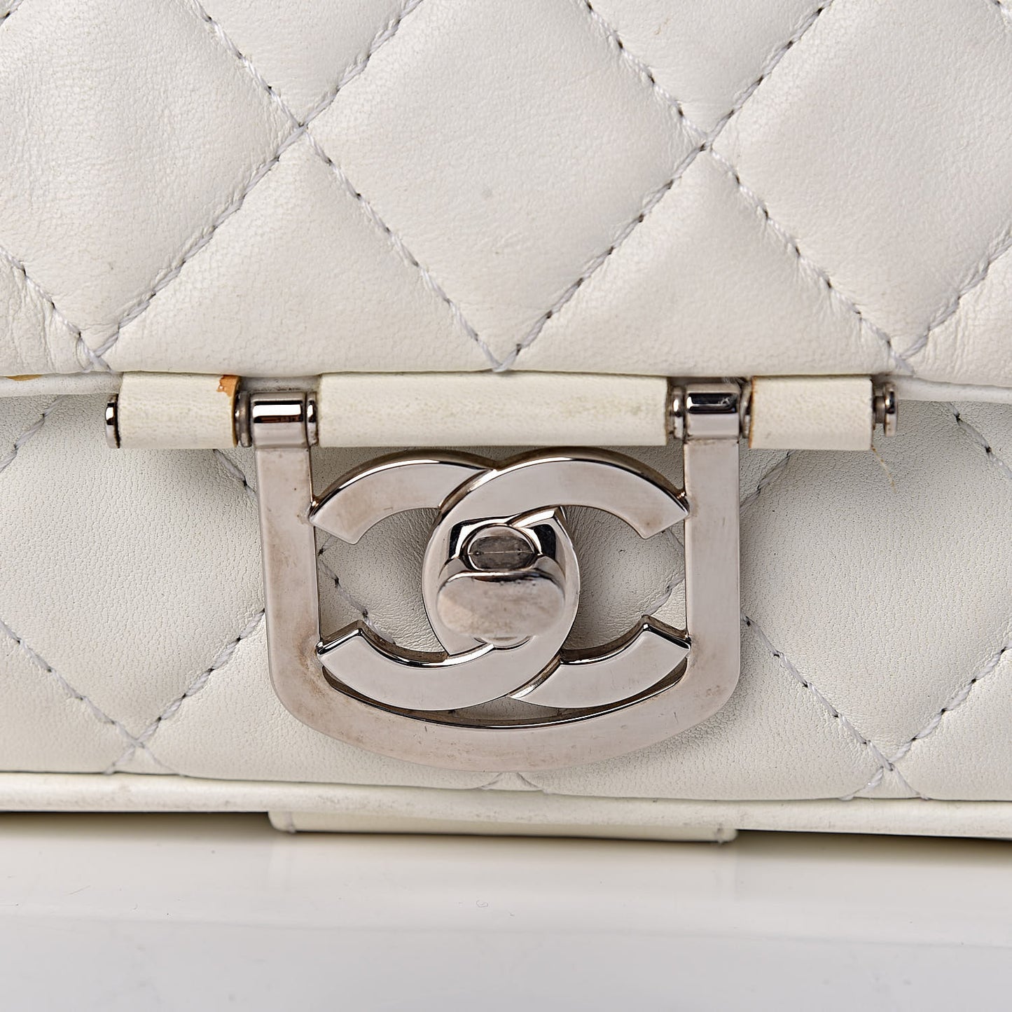 Lambskin Quilted Flap White