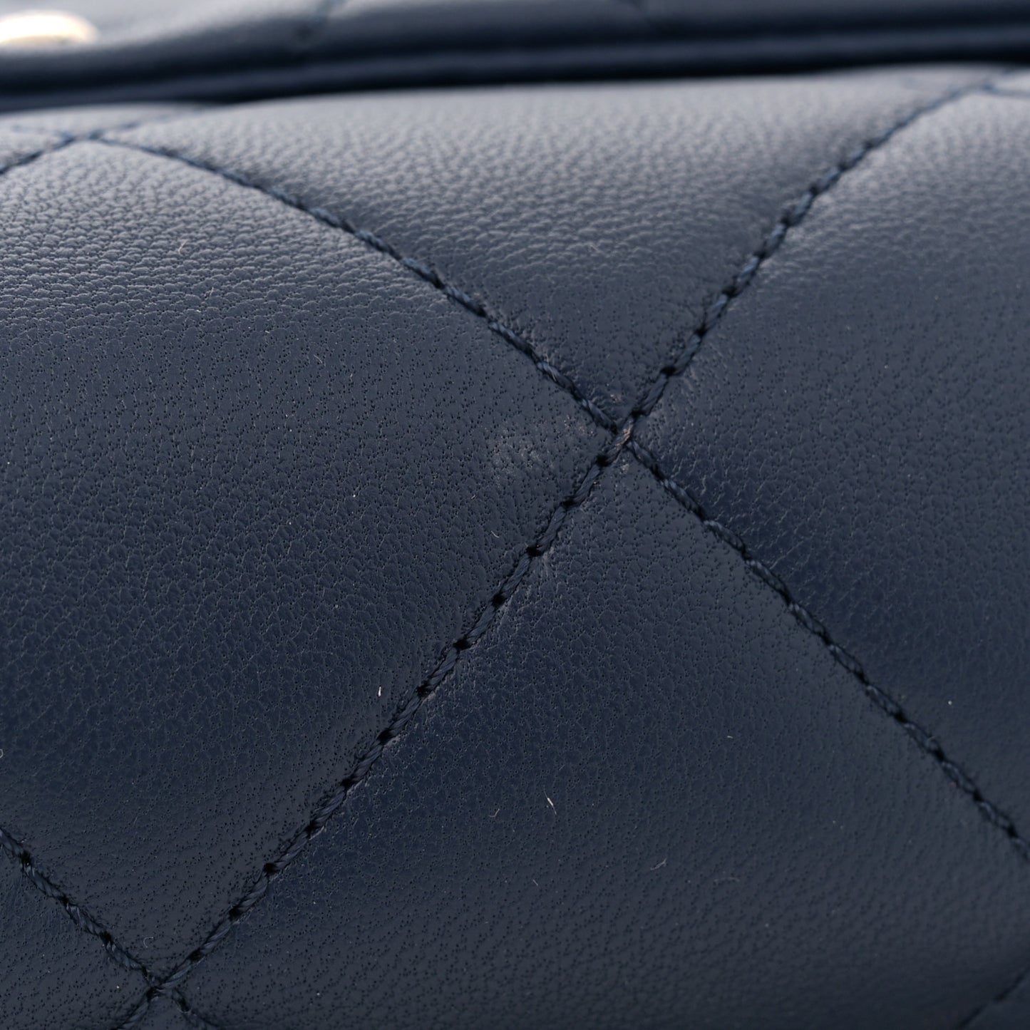 Lambskin Quilted Resin Bi-Color Chain Flap Bag Navy