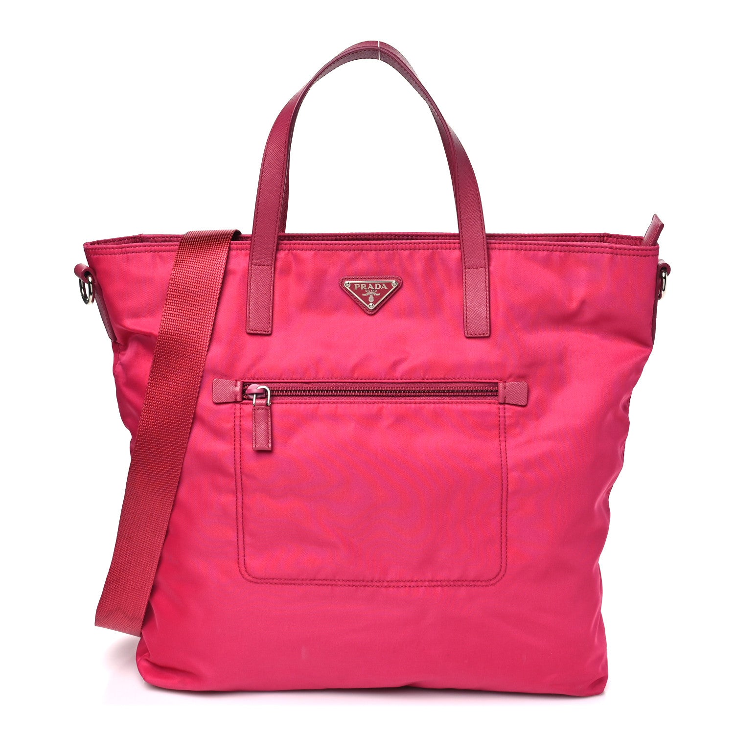 Prada Tessuto Nylon Saffiano Pocket Tote Ibisco 1 of 10