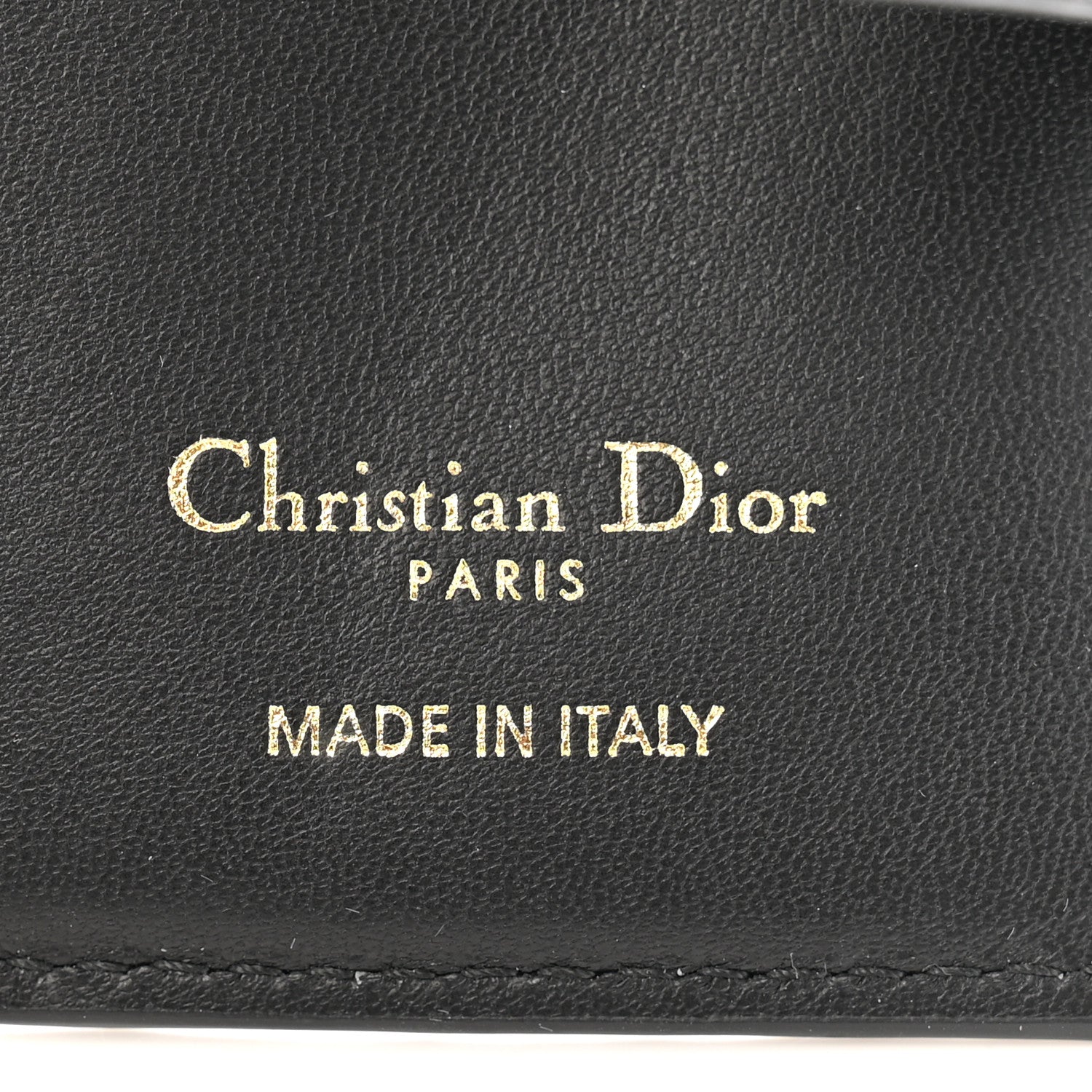Christian Dior Supple Calfskin Cannage Caro Dandelion Card Holder Black 6 of 9