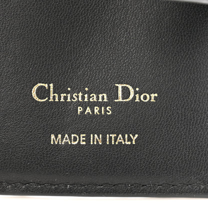Christian Dior Supple Calfskin Cannage Caro Dandelion Card Holder Black 6 of 9