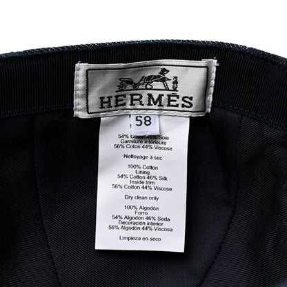 Hermes Cotton Denim Embroidered Davis Emile Hat 58 Indigo 7 of 9