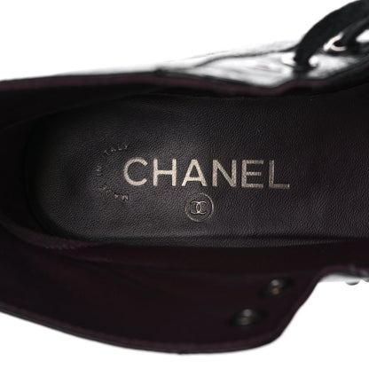 Chanel Crackled Calfskin Velvet Pearl Combat Short Boots 36 Black 7 of 8