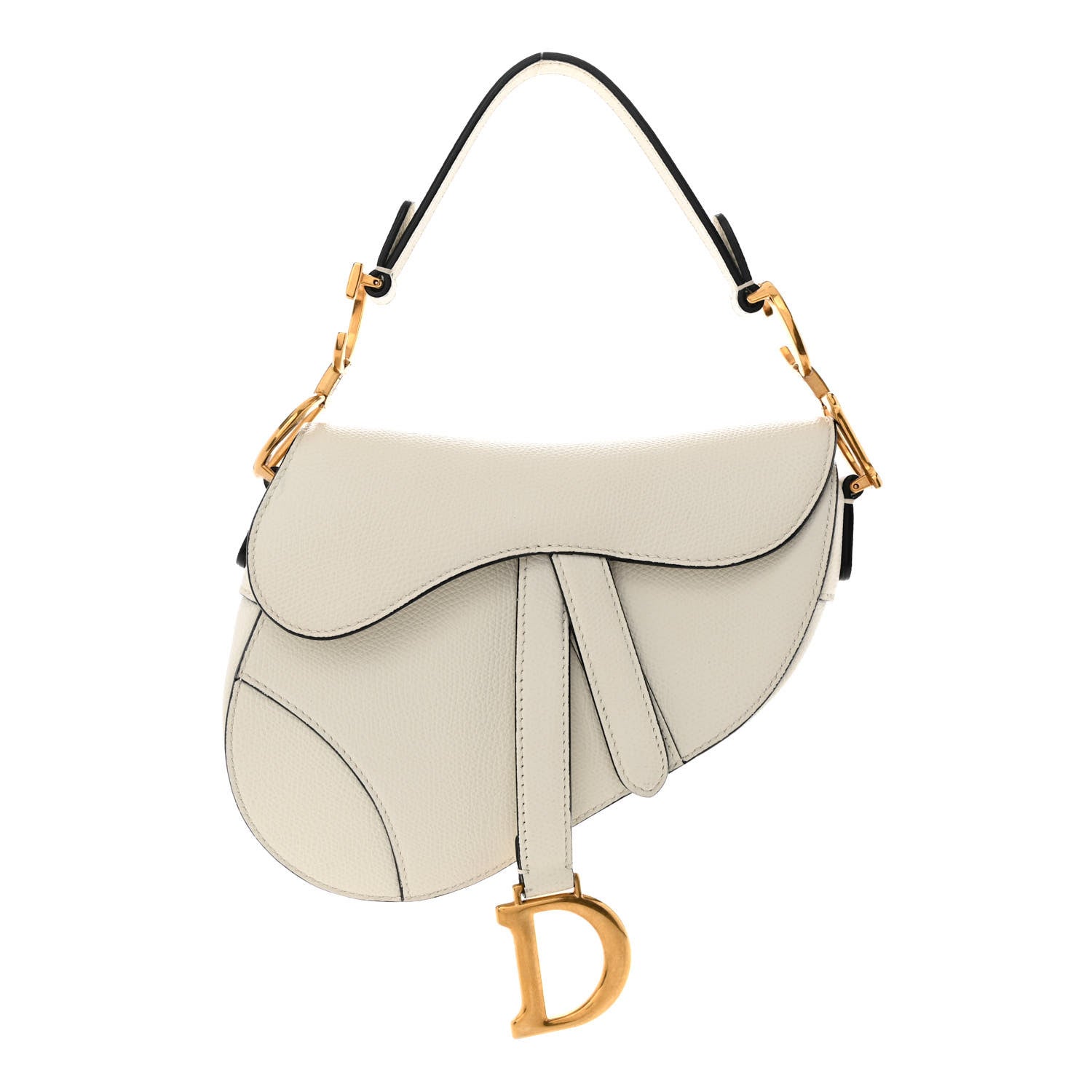 Christian Dior Grained Calfskin Mini Saddle Bag White 1 of 10