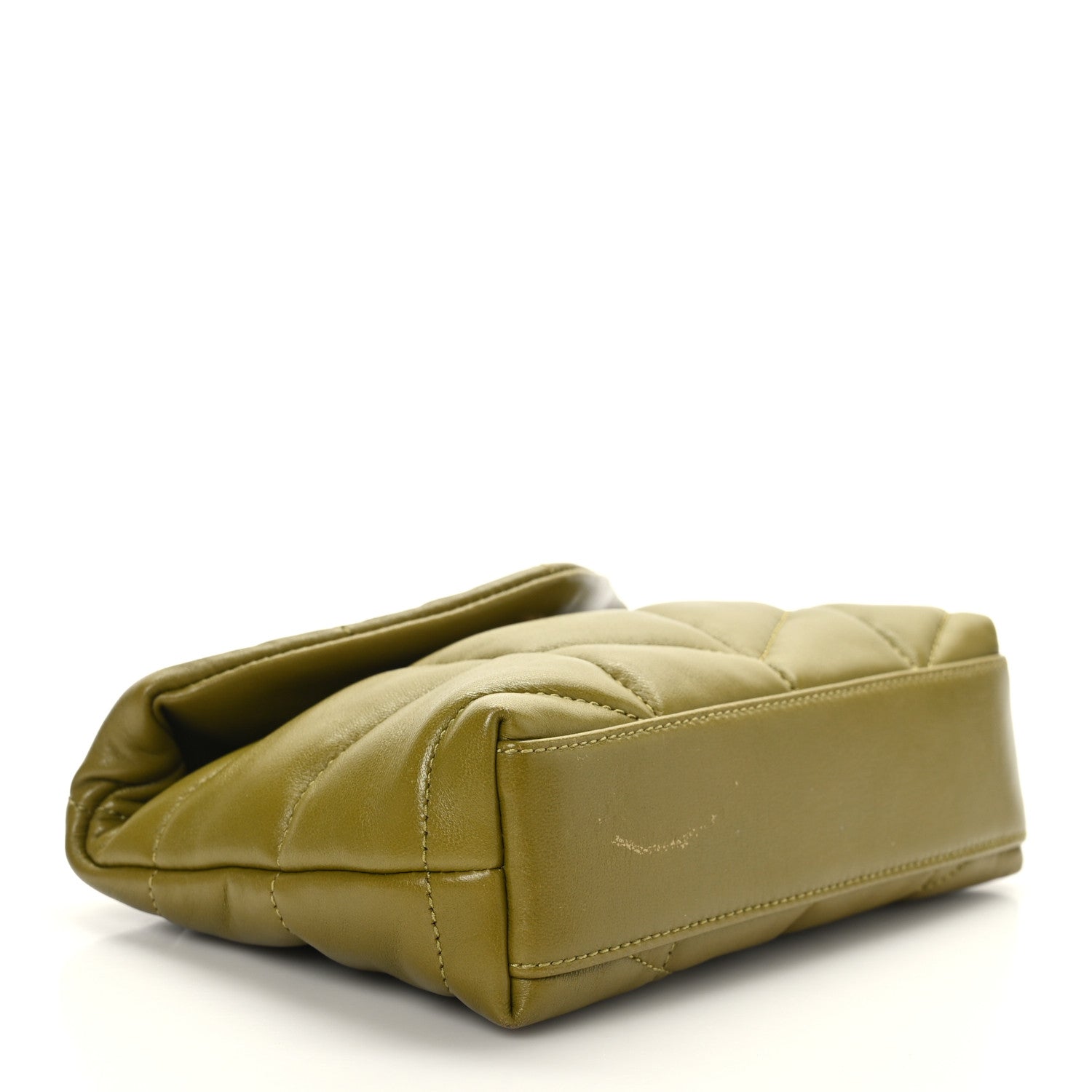 Saint Laurent Lambskin Monogram Loulou Puffer Pouch Clutch Olive 4 of 12
