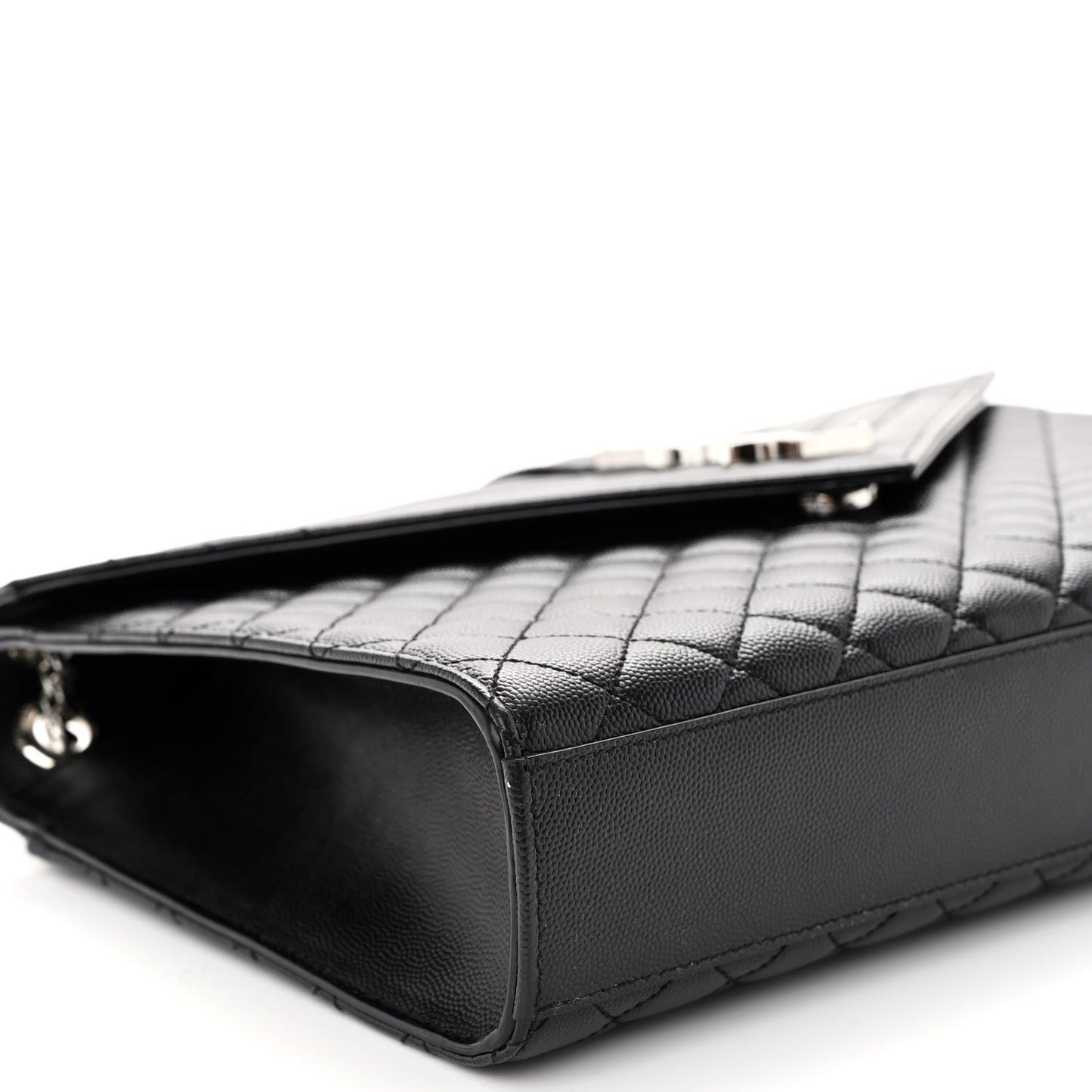 Grain De Poudre Textured Mixed Matelasse Large Triquilt Monogram Satchel Black