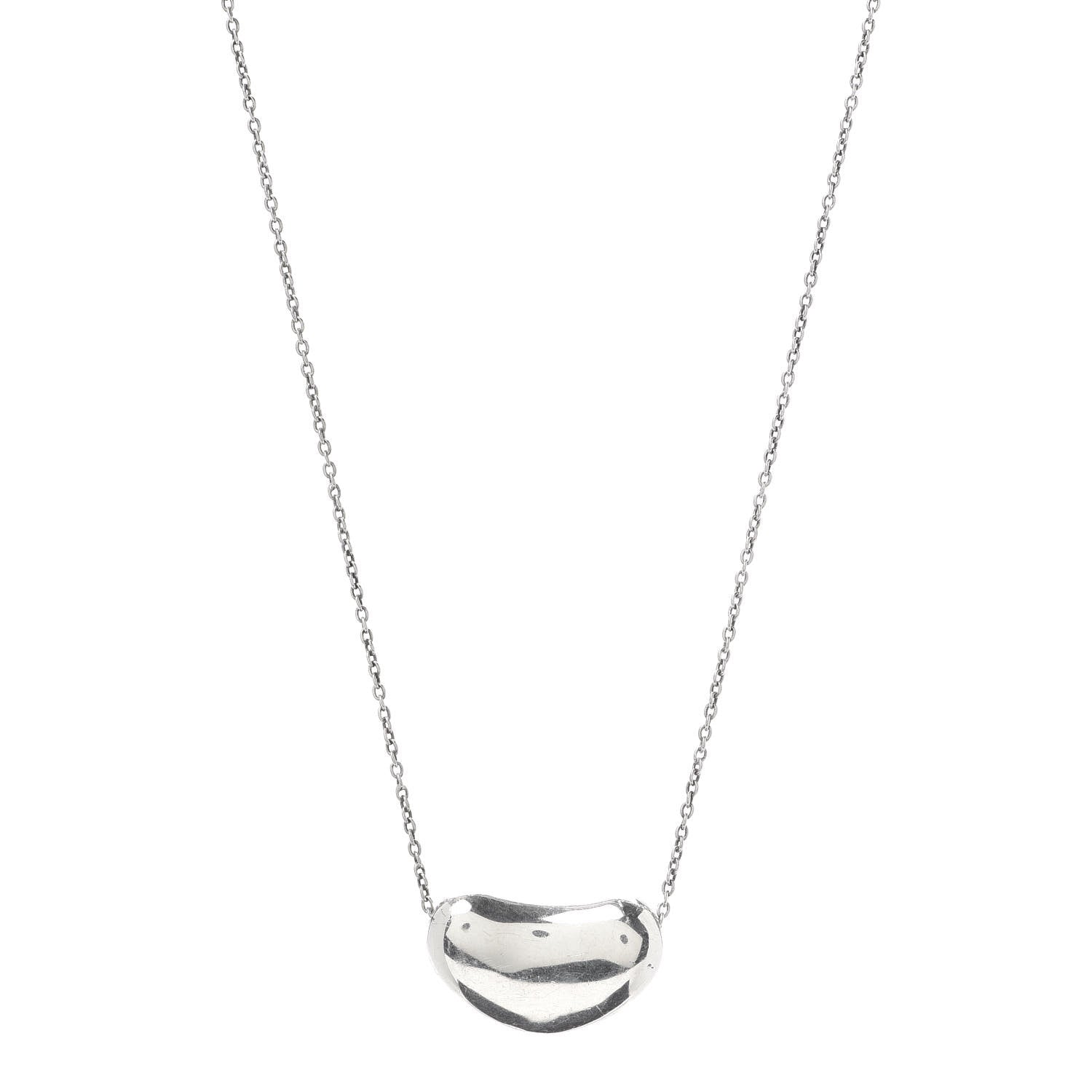 Tiffany Sterling Silver 12mm Elsa Peretti Bean Pendant Necklace 1 of 6