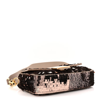 Fendi Sequin Paillettes Vitello Grace Sex and the City Baguette Tortora 4 of 10