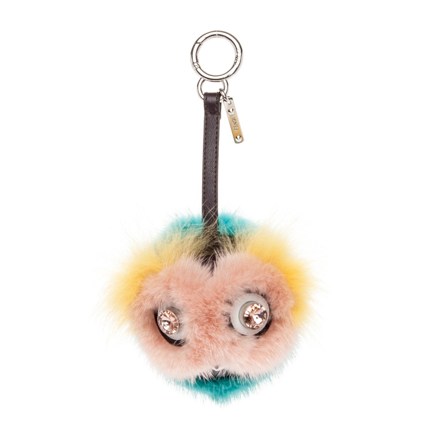 Fendi Shiny Nappa Mink Fox Fur Crystal QuTweet Dazzling Bag Bug Charm Bordeaux Seashell Multicolor 1 of 4