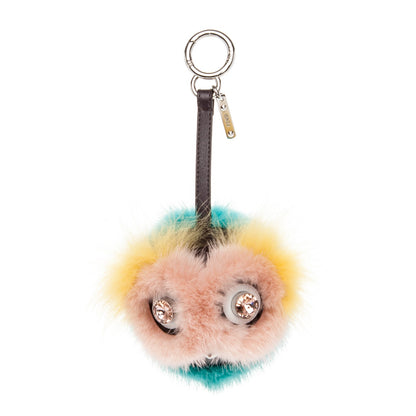 Fendi Shiny Nappa Mink Fox Fur Crystal QuTweet Dazzling Bag Bug Charm Bordeaux Seashell Multicolor 1 of 4