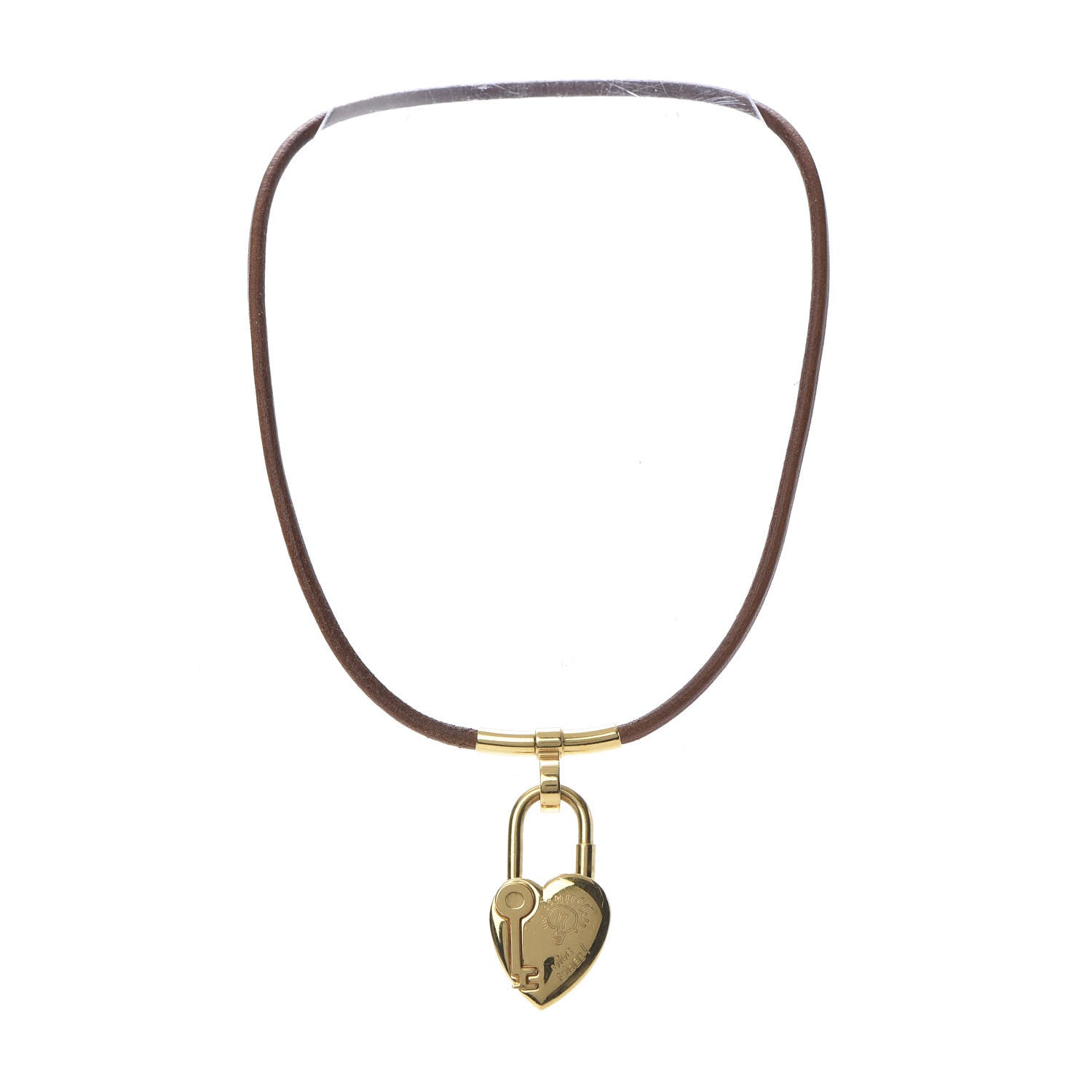 Hermes Natural Bridle Annee De La Fantaisie Heart Cadena Lock Necklace Bouton 3 of 6