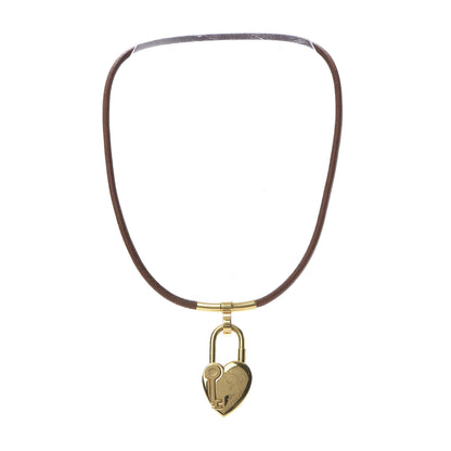 Hermes Natural Bridle Annee De La Fantaisie Heart Cadena Lock Necklace Bouton 3 of 6