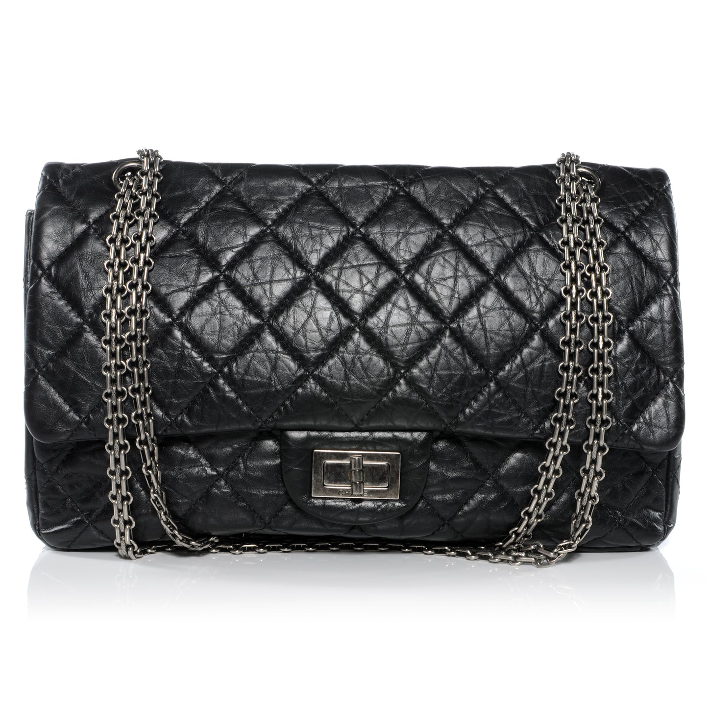 Aged Calfskin Quilted 2.55 Reissue 227 Flap Black