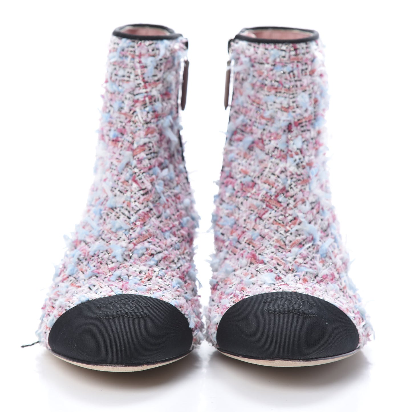 Tweed Cap Toe CC Short Boots 39.5 Pink Blue Black