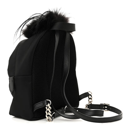 Fendi Nylon Vitello Dolce Goat Fox Fur Crocodile Monster Eyes Mini Backpack Black Sunflower 4 of 19