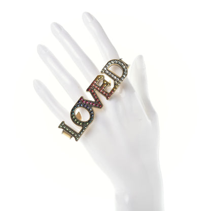 Gucci Metal Crystal Loved Palm Cuff Hand Piece Aged Gold 2 of 4